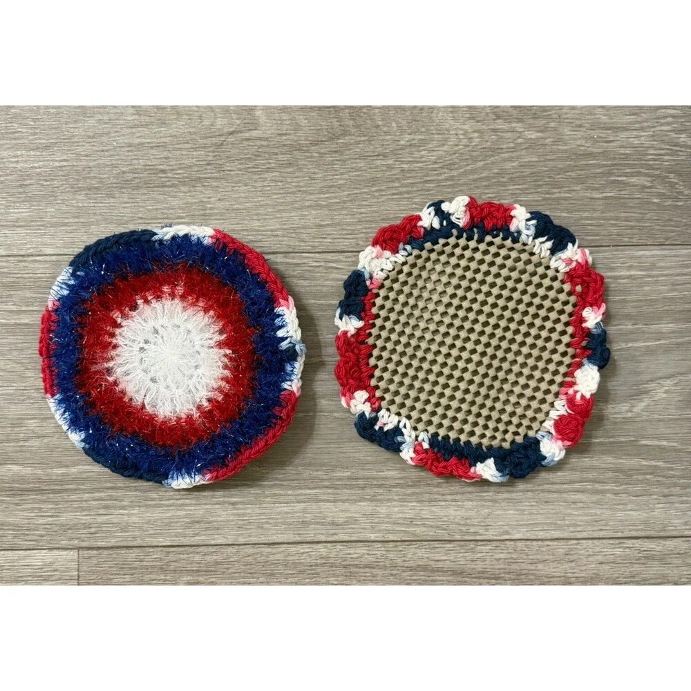 Crocheted Dish Scrubby & Jar Opener Gripper Set Of 2 - 1 Scrubby + 1 Gripper